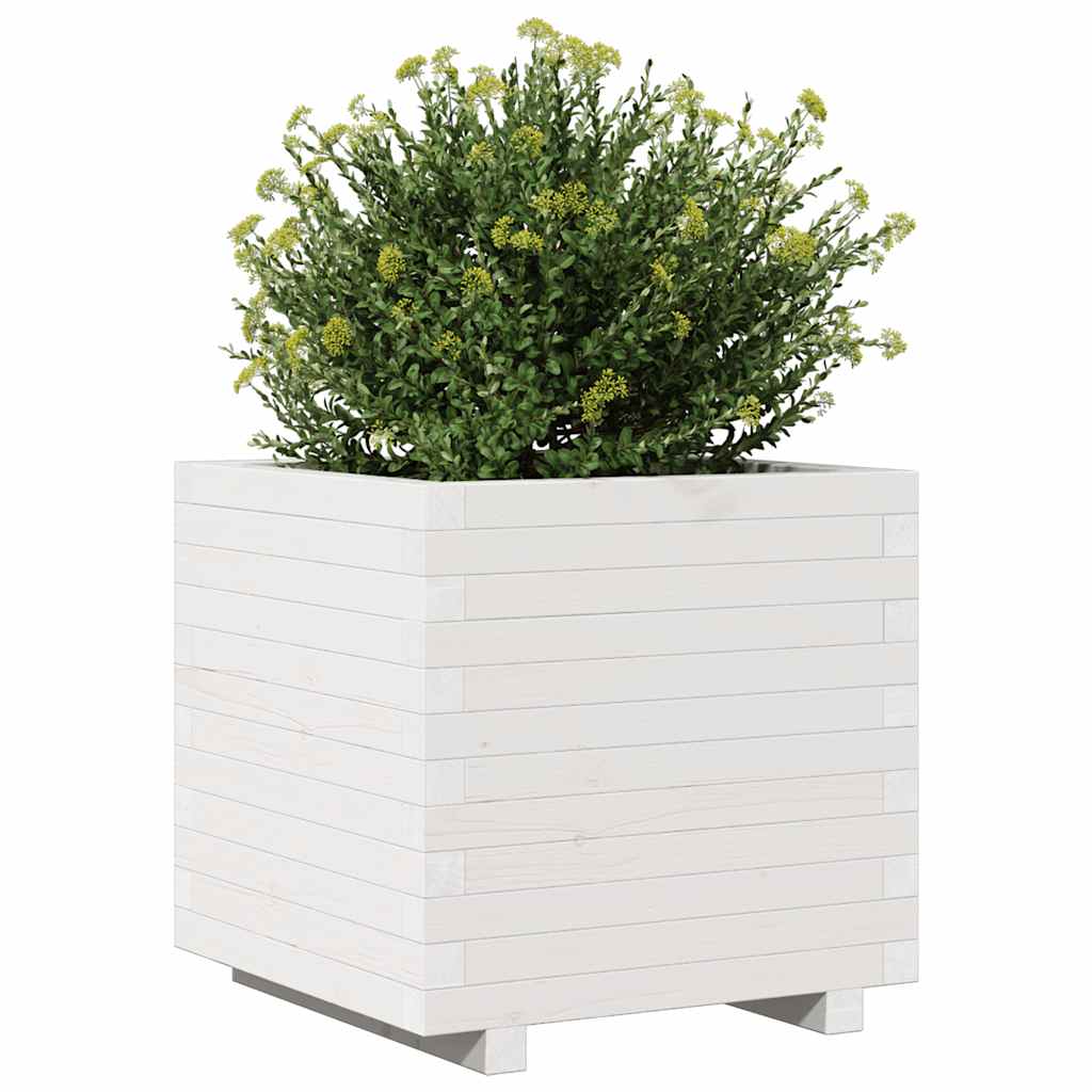 vidaXL Garden Planter White 50x50x49.5 cm Solid Wood Pine 4