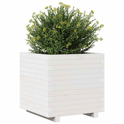 vidaXL Garden Planter White 50x50x49.5 cm Solid Wood Pine 4