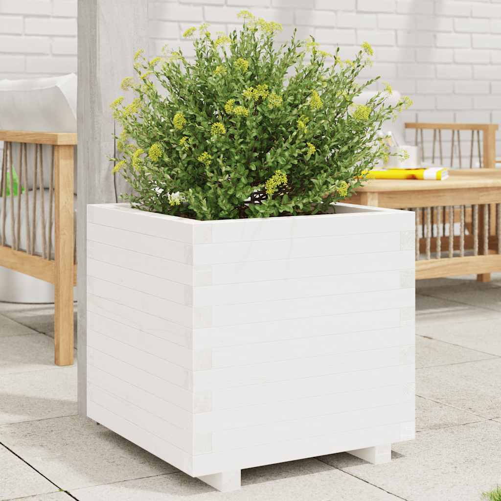 vidaXL Garden Planter White 50x50x49.5 cm Solid Wood Pine 1