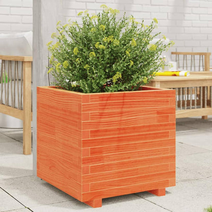 Garden Planter 50x50x49.5 cm Solid Wood Pine with Legs Wax brown
