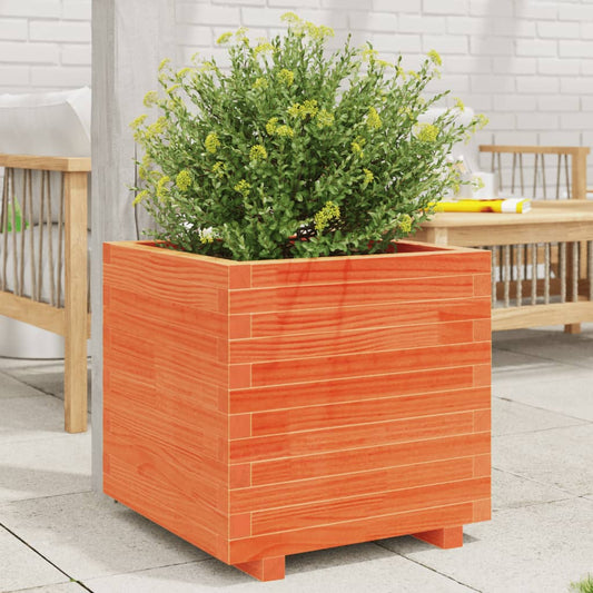 Garden Planter 50x50x49.5 cm Solid Wood Pine with Legs Wax brown