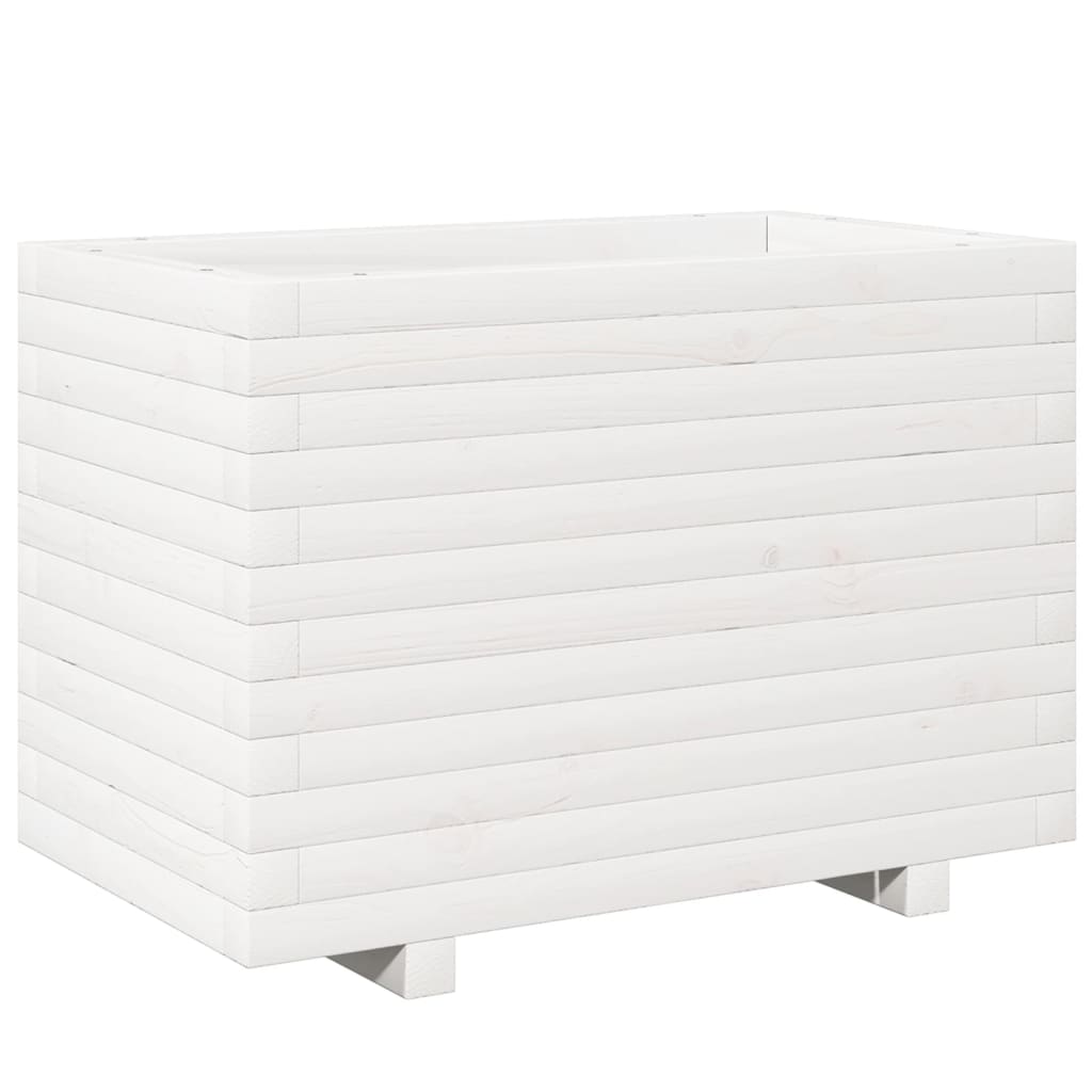 vidaXL Garden Planter White 70x40x49.5 cm Solid Wood Pine 2