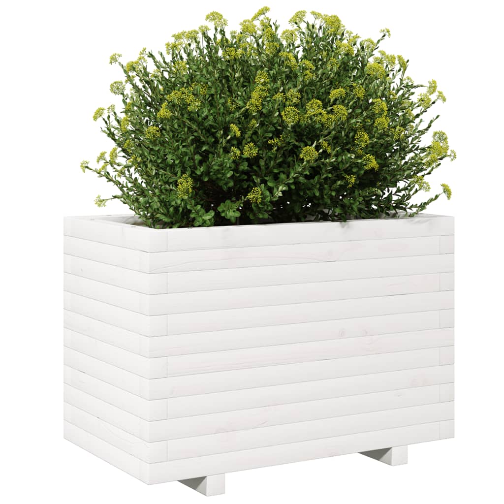 vidaXL Garden Planter White 70x40x49.5 cm Solid Wood Pine 4