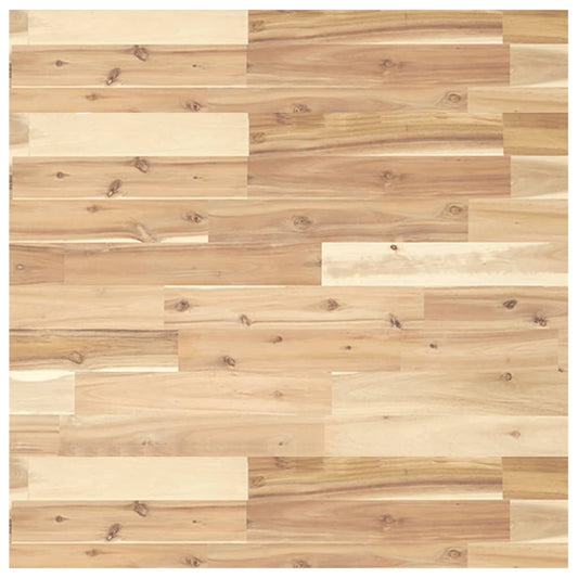 Close up of the wood grain and planks of the square table top