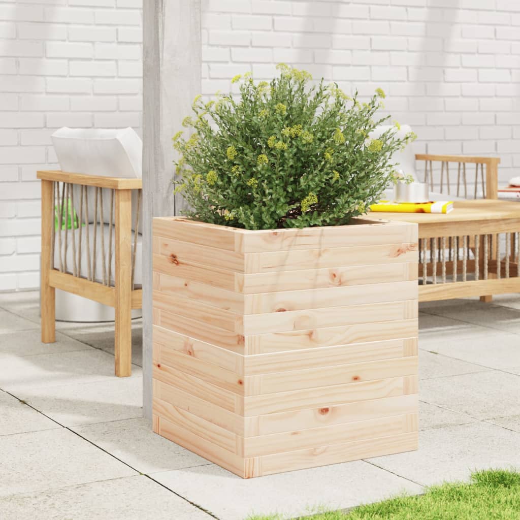 Garden Planter Solid Wood Pine Stackable Natural pine 46 cm