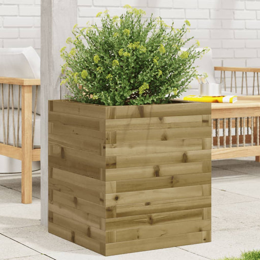 Garden Planter Impregnated Wood Pine Stackable Natural Impregnated 40 cm 46 cm 40 cm