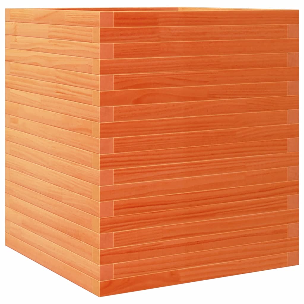Garden Planter Solid Wood Pine Stackable Wax Brown Height 68.5 cm 60 cm 60 cm