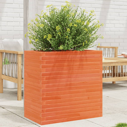 Garden Planter Solid Wood Pine Stackable Wax Brown Height 68.5 cm 70 cm 40 cm