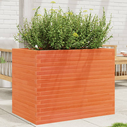 Garden Planter Solid Wood Pine Stackable Wax Brown Height 68.5 cm 90 cm 60 cm