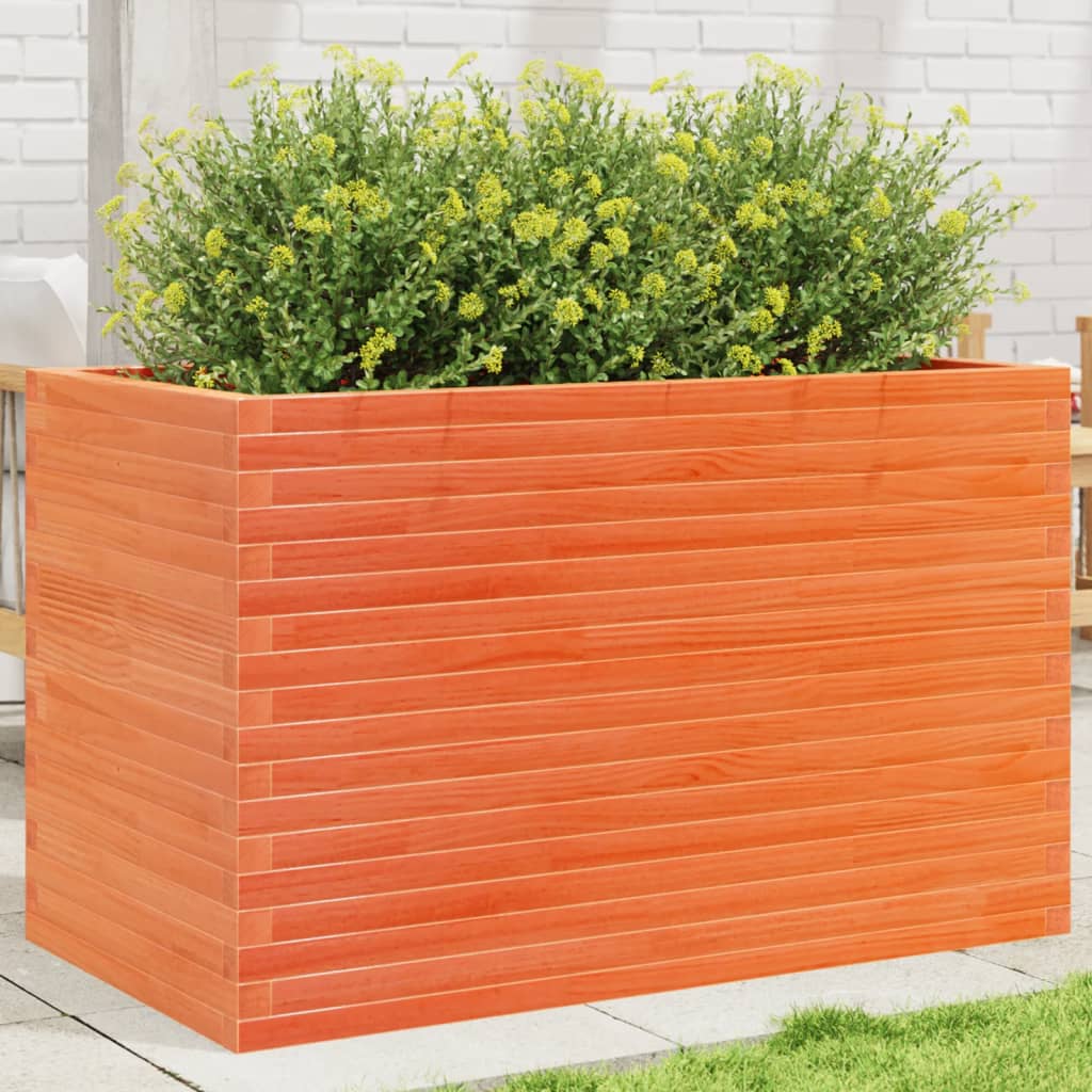 Garden Planter Solid Wood Pine Stackable Wax Brown Height 68.5 cm 110 cm 60 cm