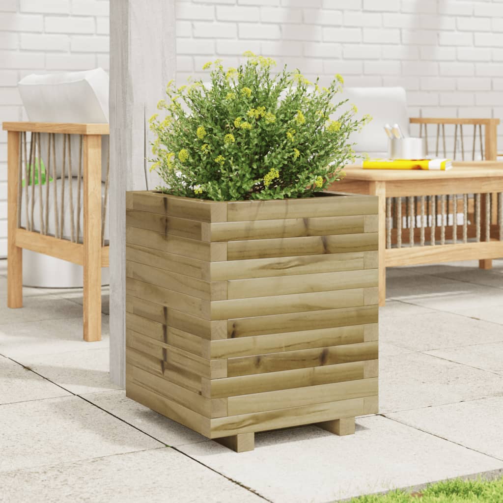 Garden Planter Impregnated Wood Pine Stackable Natural Impregnated 40 cm 49.5 cm 40 cm