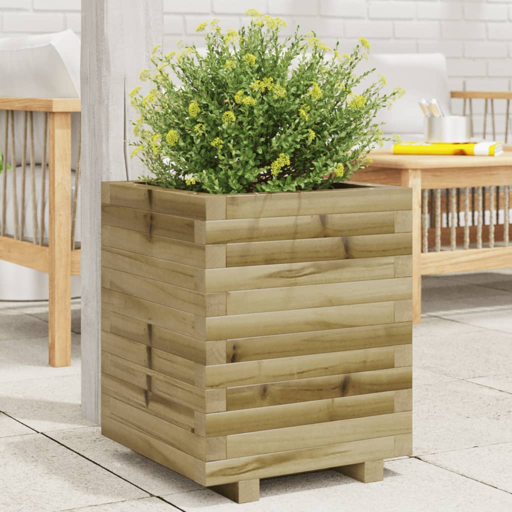 Garden Planter Impregnated Wood Pine Stackable Natural Impregnated 40 cm 49.5 cm 40 cm