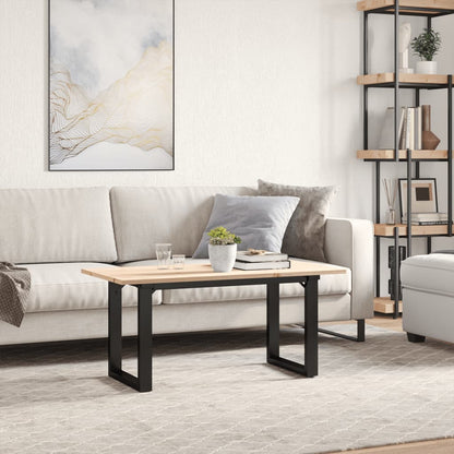 vidaXL Coffee Table O-Frame 90x40x45 cm Solid Wood Pine and Steel 3
