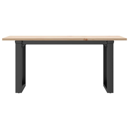 vidaXL Coffee Table O-Frame 90x40x45 cm Solid Wood Pine and Steel 4