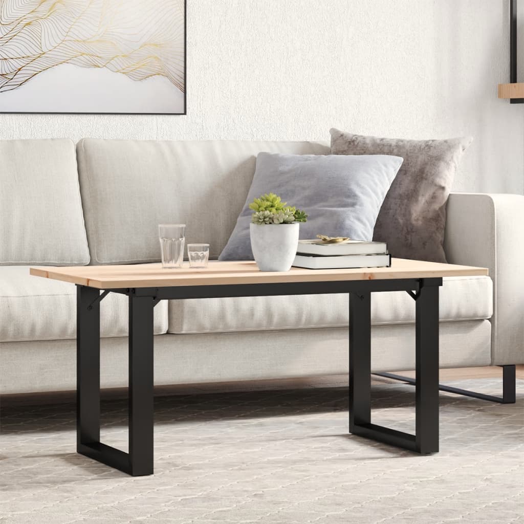 vidaXL Coffee Table O-Frame 90x40x45 cm Solid Wood Pine and Steel 1