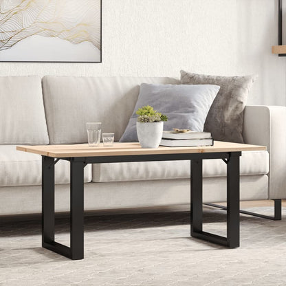 Coffee Table Solid Wood Pine and Steel O-frame Height 45 cm 100 cm 50 cm