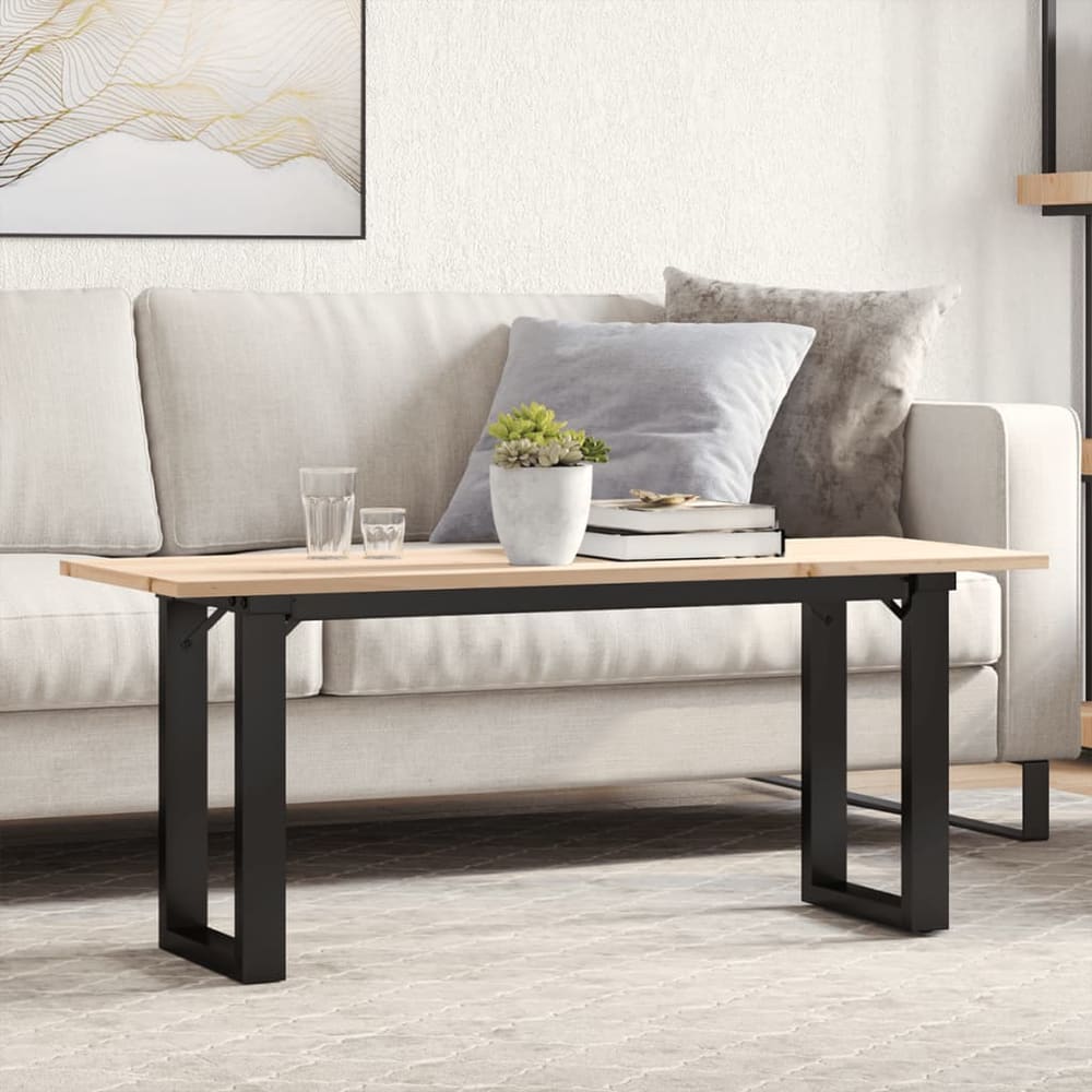 Coffee Table Solid Wood Pine and Steel O-frame Height 45 cm 110 cm 40 cm
