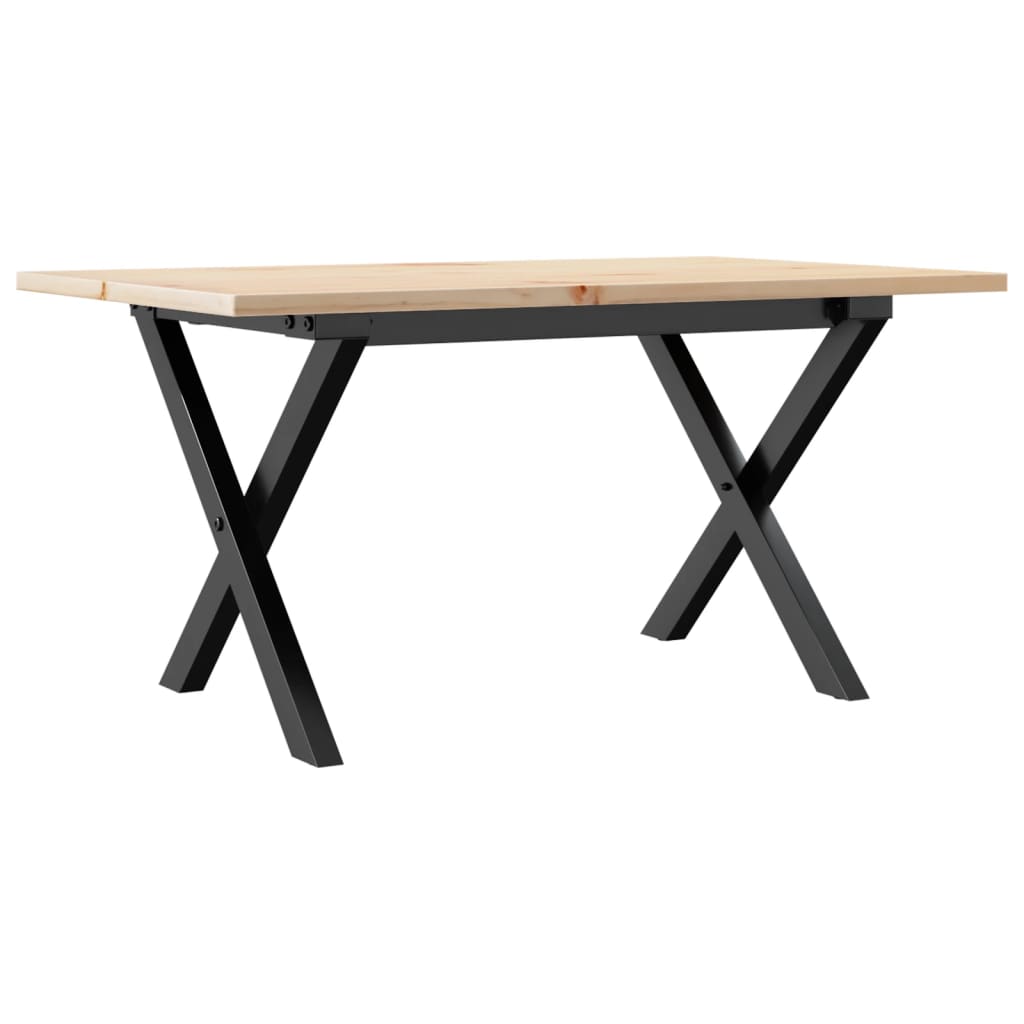 Dining Table Solid Wood Pine and Steel X-frame Depth 50 cm 80 cm 40 cm