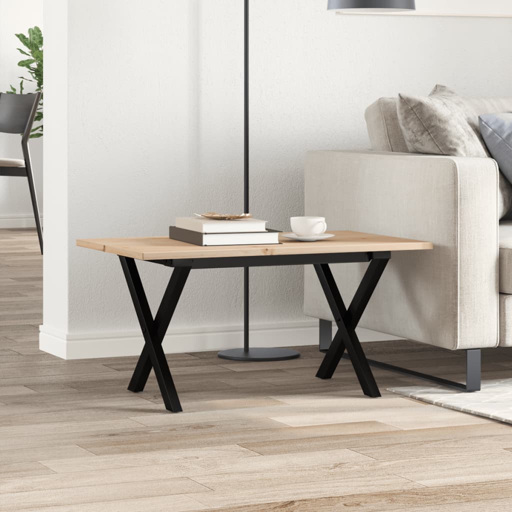 Dining Table Solid Wood Pine and Steel X-frame Depth 50 cm 80 cm 40 cm
