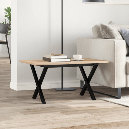 Dining Table Solid Wood Pine and Steel X-frame Depth 50 cm 80 cm 40 cm