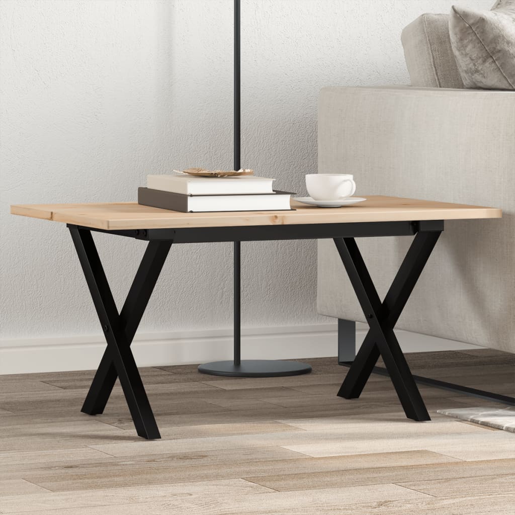 Dining Table Solid Wood Pine and Steel X-frame Depth 50 cm 80 cm 40 cm