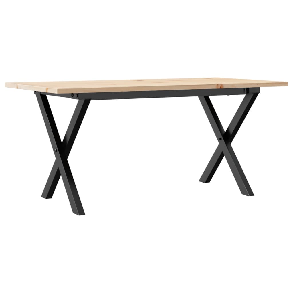 vidaXL Coffee Table X-Frame 90x40x45 cm Solid Wood Pine and Steel 2