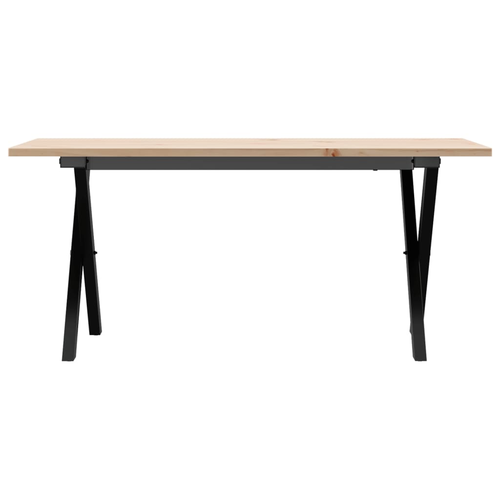 vidaXL Coffee Table X-Frame 90x40x45 cm Solid Wood Pine and Steel 4