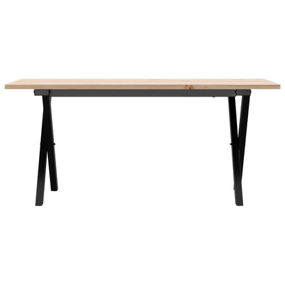 vidaXL Coffee Table X-Frame 90x40x45 cm Solid Wood Pine and Steel 4