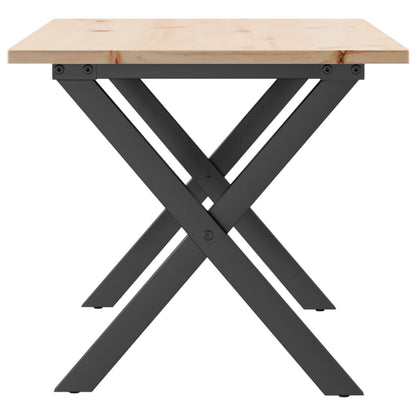 vidaXL Coffee Table X-Frame 90x40x45 cm Solid Wood Pine and Steel 5
