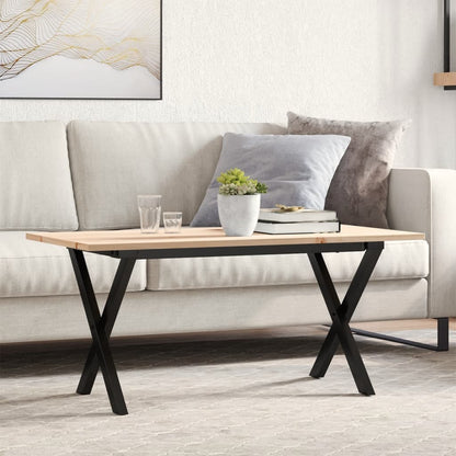 vidaXL Coffee Table X-Frame 90x40x45 cm Solid Wood Pine and Steel 1
