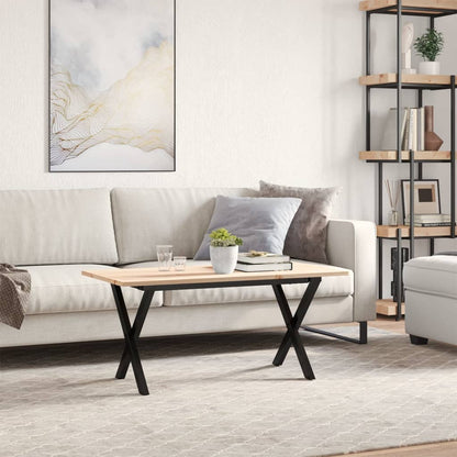 Dining Table Solid Wood Pine and Steel X-frame Depth 50 cm 100 cm 45 cm