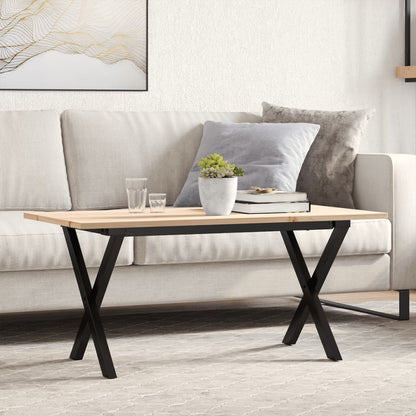 Dining Table Solid Wood Pine and Steel X-frame Depth 50 cm 100 cm 45 cm