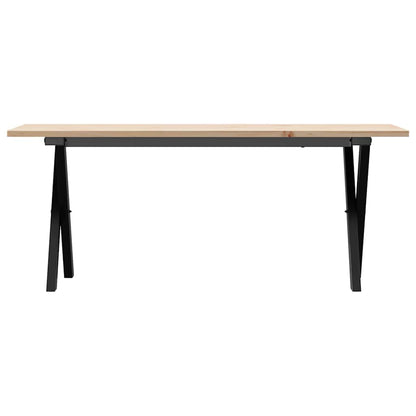 vidaXL Coffee Table X-Frame 110x40x45 cm Solid Wood Pine and Steel 4
