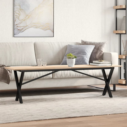 vidaXL Coffee Table Solid Wood Pine and Steel X-frame Depth 40 cm