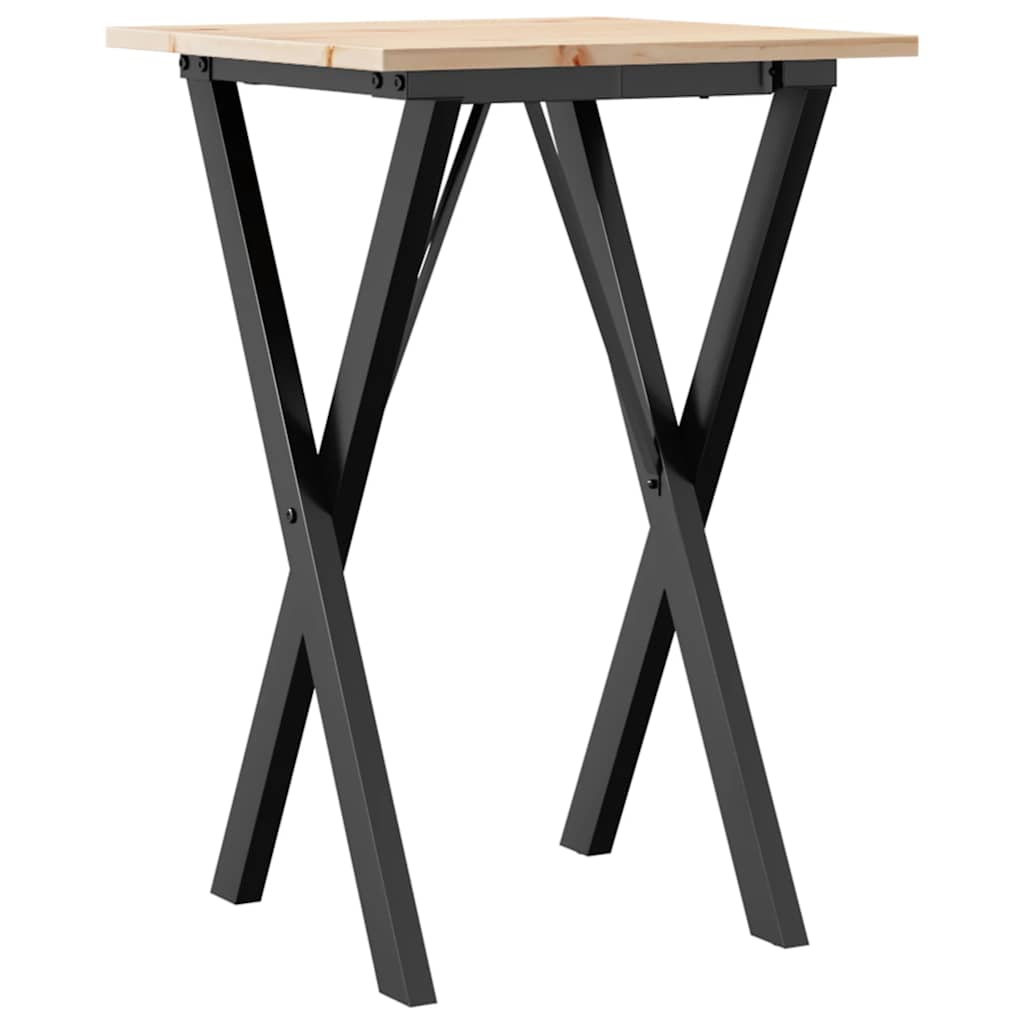 Dining Table Solid Wood Pine and Steel X-frame Depth 50 cm 50 cm 75 cm