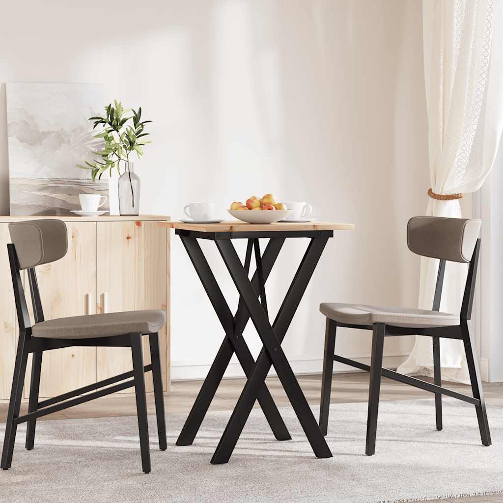Dining Table Solid Wood Pine and Steel X-frame Depth 50 cm 50 cm 75 cm