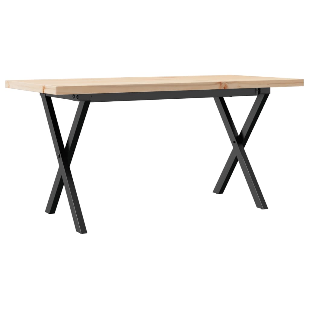 Coffee Table Solid Wood Pine and Steel X-frame Depth 40 cm 90 cm 45.5 cm
