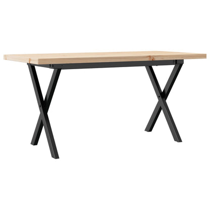 Coffee Table Solid Wood Pine and Steel X-frame Depth 40 cm 90 cm 45.5 cm