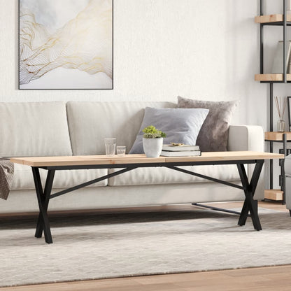 vidaXL Coffee Table Solid Wood Pine and Steel X-frame Depth 40 cm