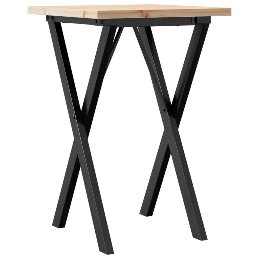 Dining Table Solid Wood Pine and Steel X-frame Depth 50 cm 50 cm 75.5 cm