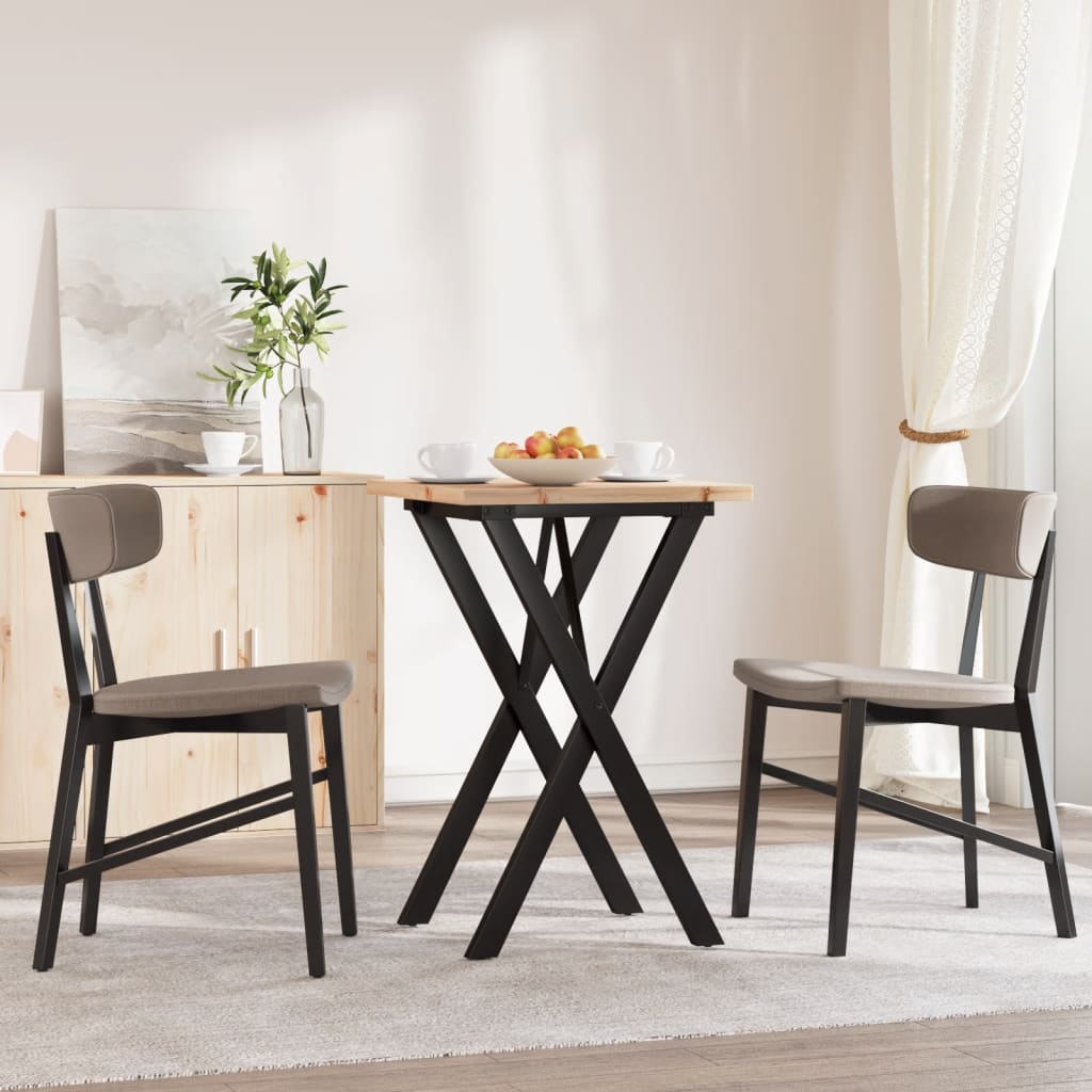 Dining Table Solid Wood Pine and Steel X-frame Depth 50 cm 50 cm 75.5 cm