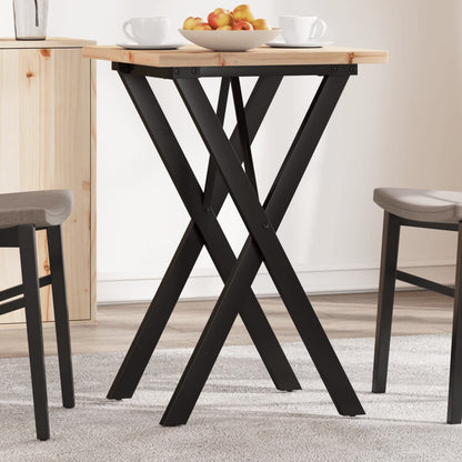 Dining Table Solid Wood Pine and Steel X-frame Depth 50 cm 50 cm 75.5 cm