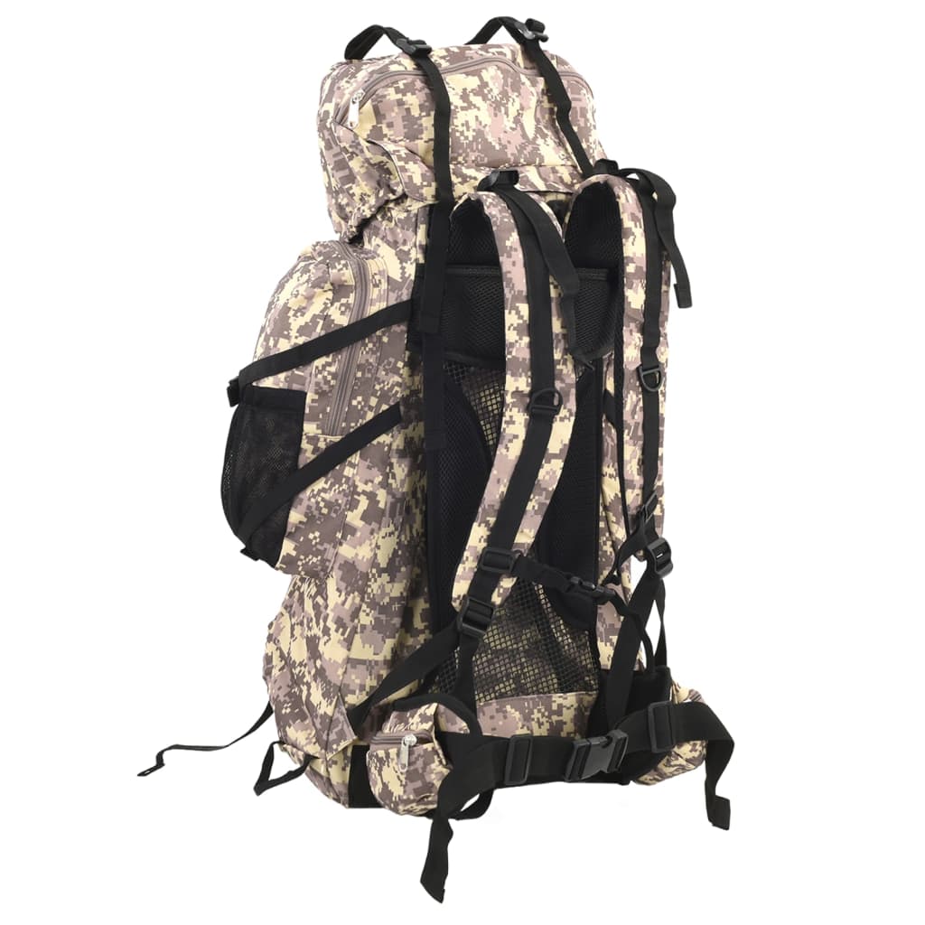 vidaXL Hiking Backpack Camel Brown Camouflage 100 L Oxford Fabric 3
