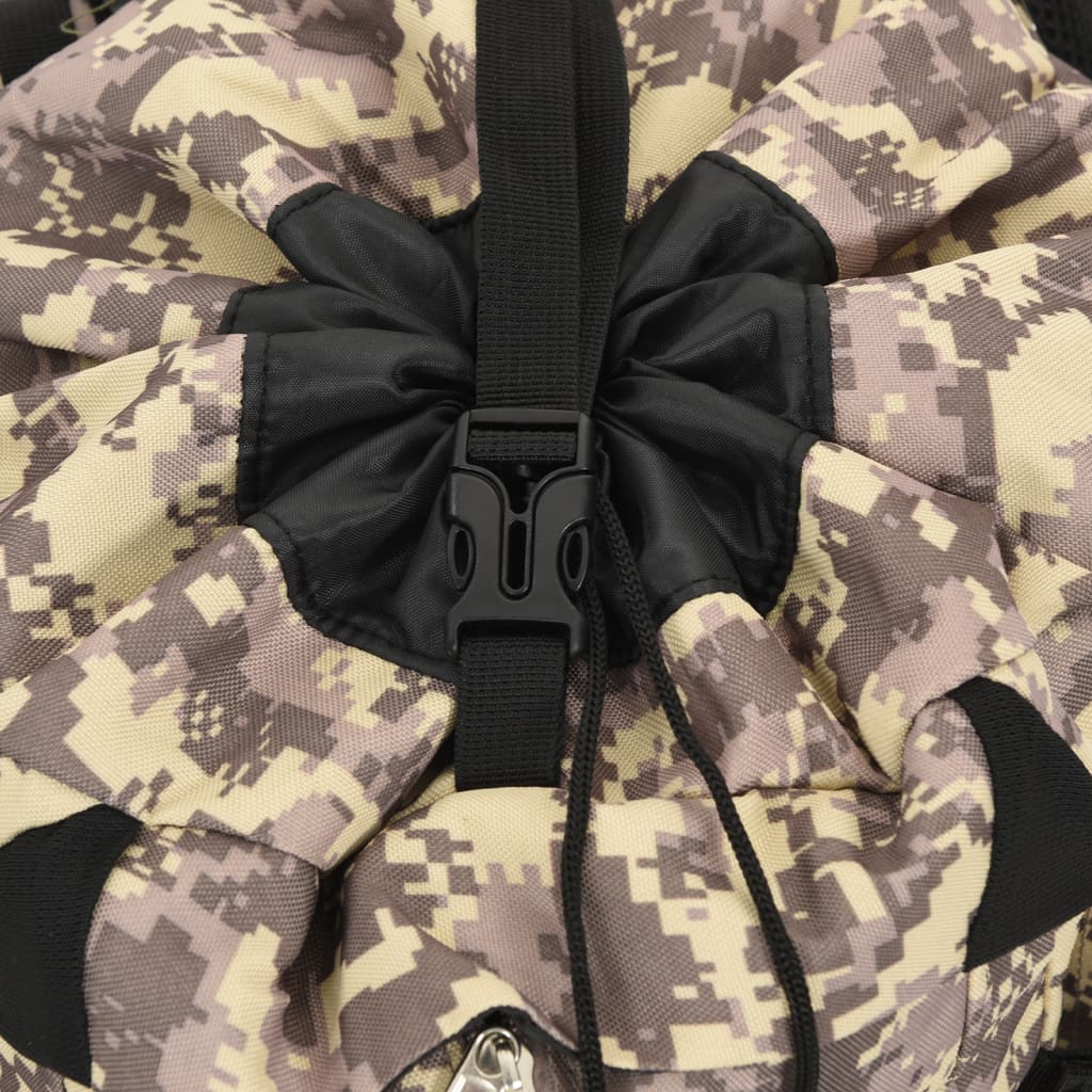 vidaXL Hiking Backpack Camel Brown Camouflage 100 L Oxford Fabric 6