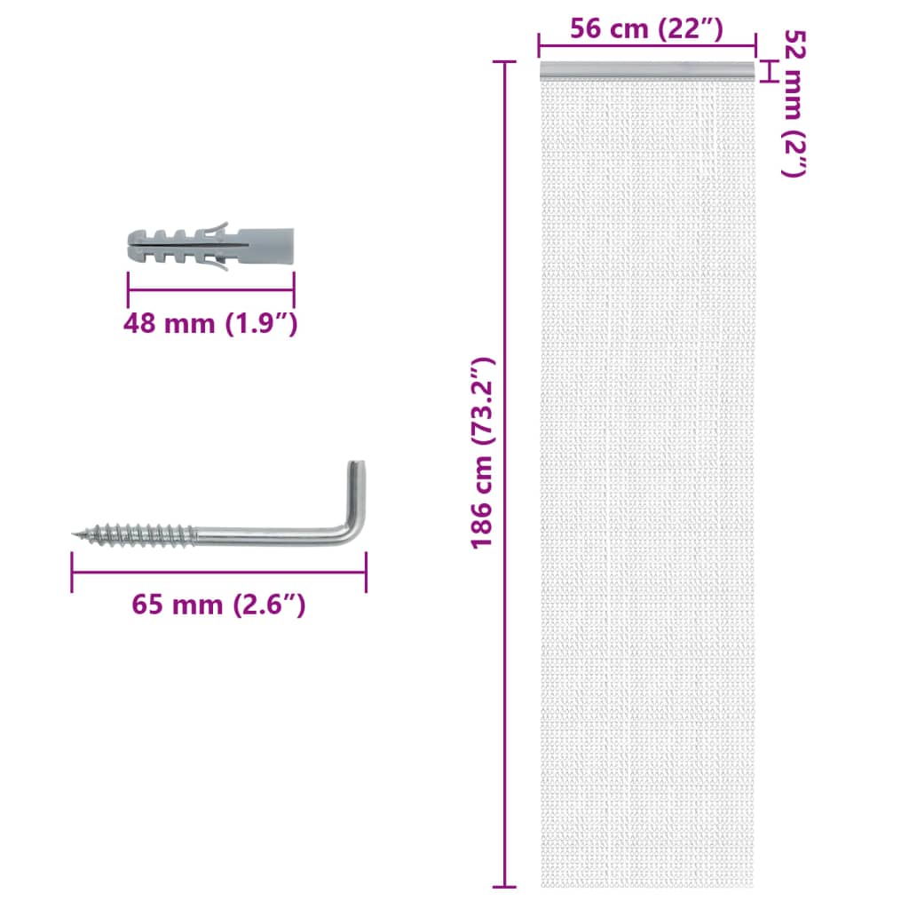 vidaXL Chain Door Fly Screen 56x186 cm Aluminium 5