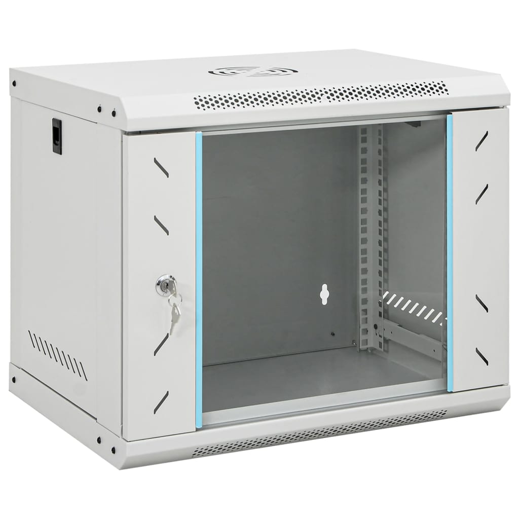 Network Cabinet with Storage Steel Grey 53 cm 45 cm 40 cm