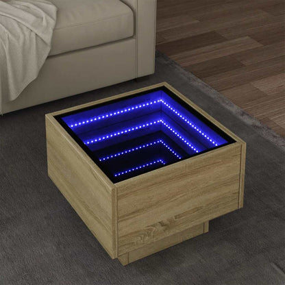 Side Table with LED 40x40x30 cm Engineered Wood Depth 40 cm Sonoma oak