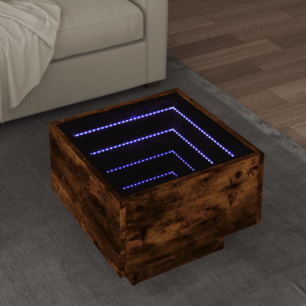vidaXL Side Table with LED 40x40x30 cm Engineered Wood