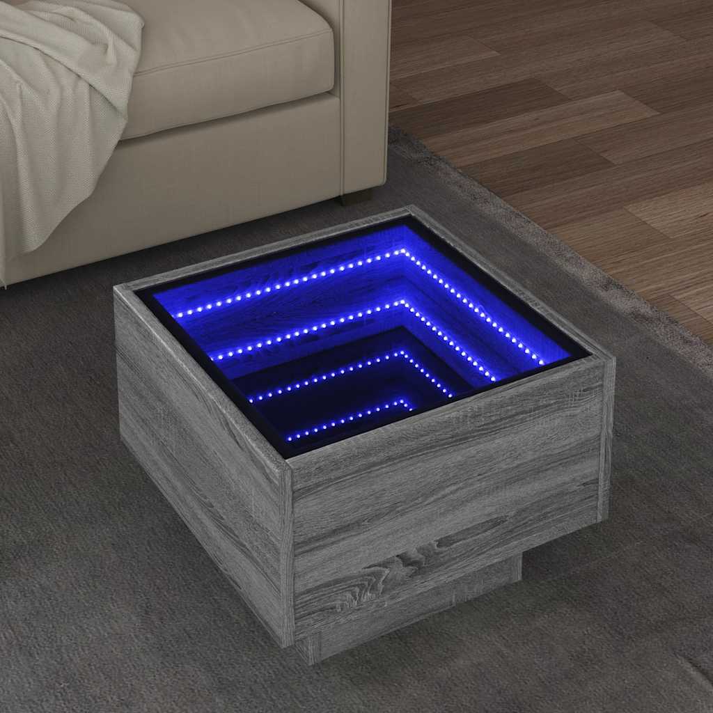 vidaXL Side Table with LED 40x40x30 cm Engineered Wood