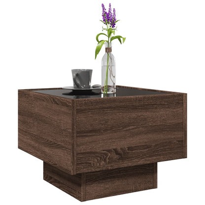 vidaXL Side Table with LED Brown Oak 40x40x30 cm Engineered Wood 5
